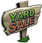 Sign with yard sale on it.